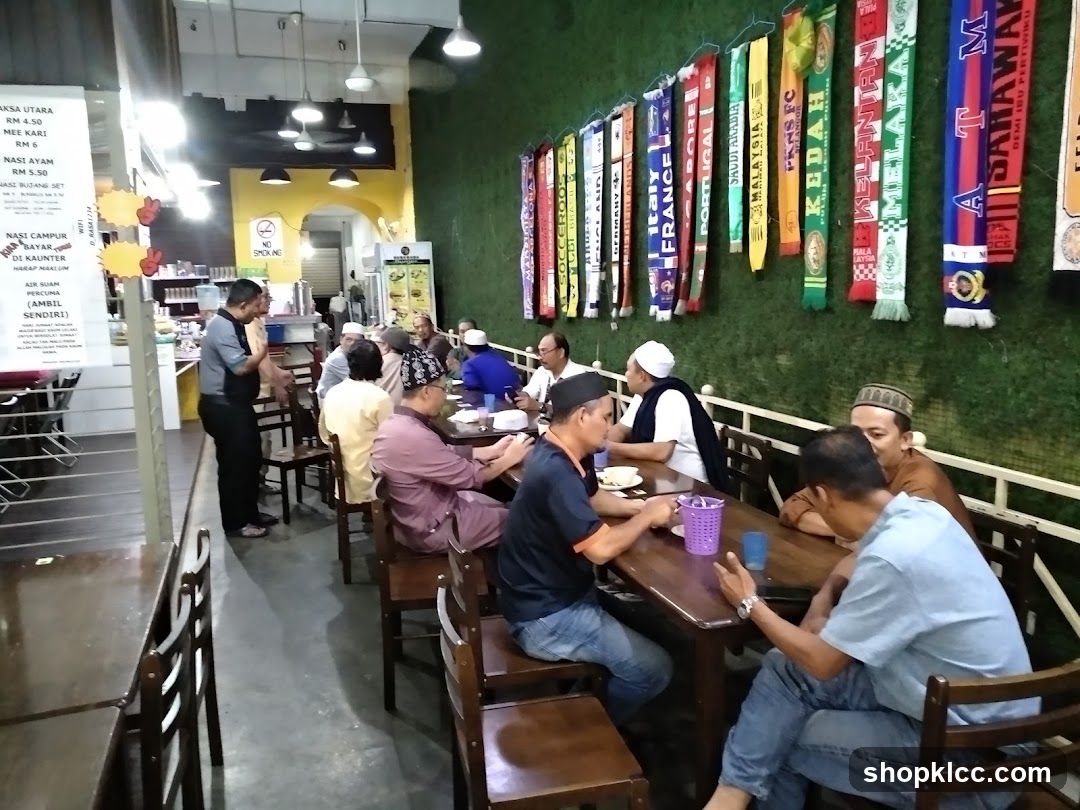 Restaurant Interior with Scarves Display