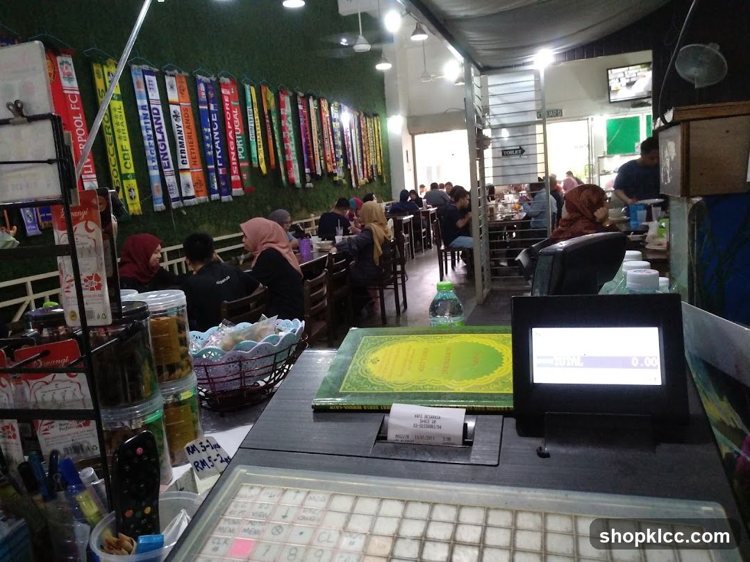 Restaurant Interior with Soccer Scarves