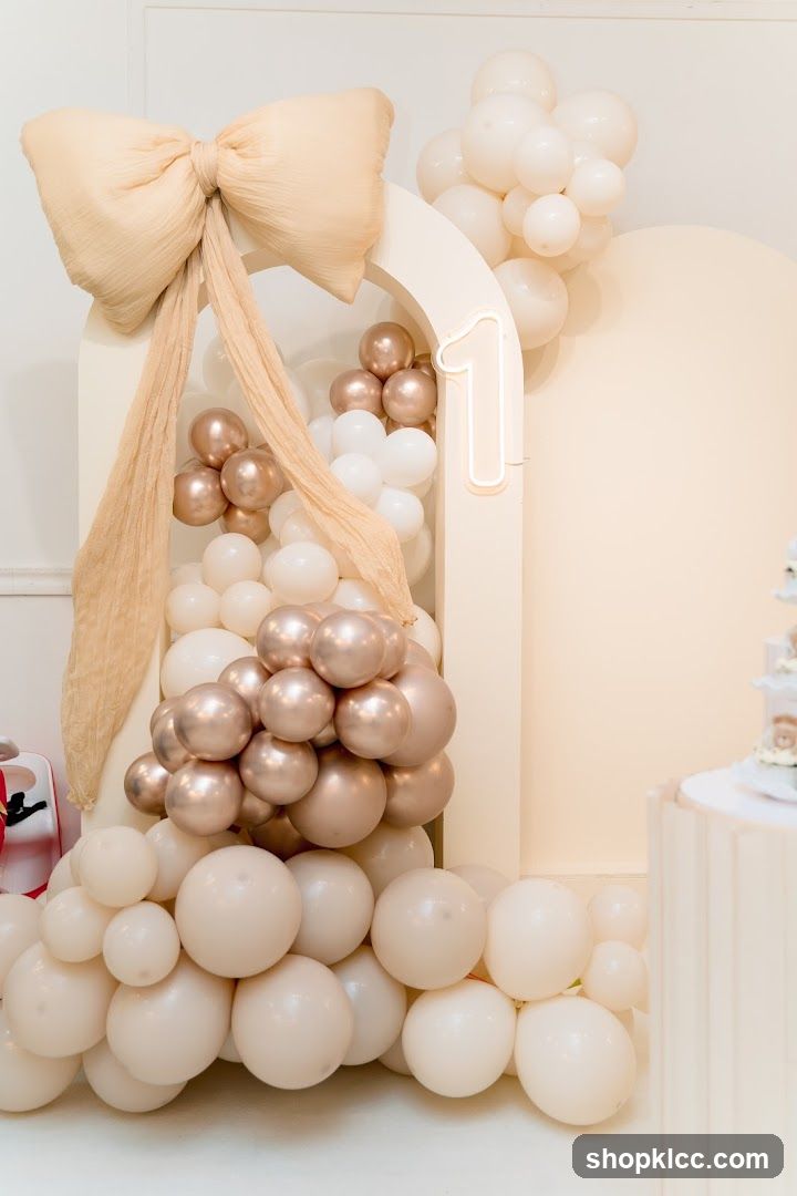 Balloon Arch with Number 1 Neon Sign