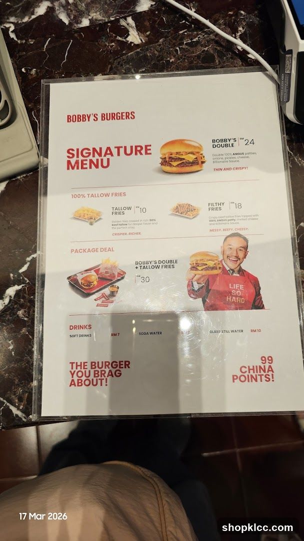 Bobby's Burgers Signature Menu
