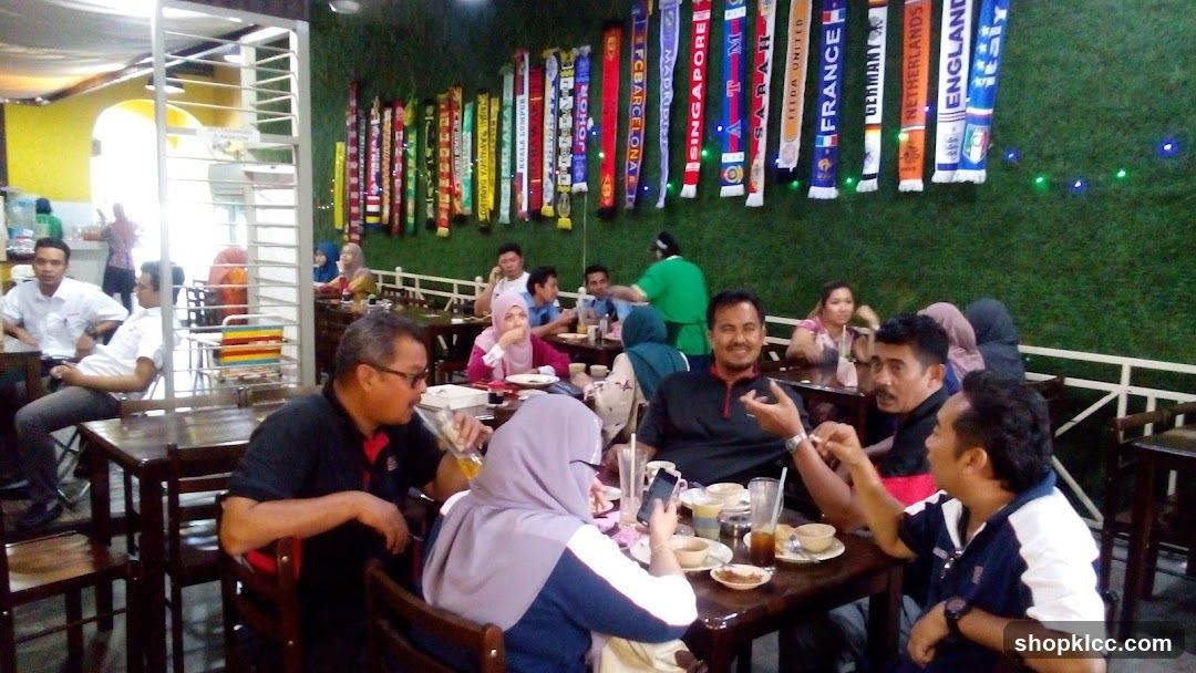 Restaurant Interior with Football Scarves