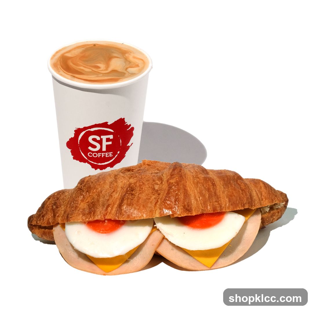 Croissant Sandwich and Coffee