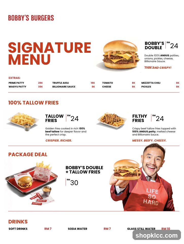 BOBBY'S BURGERS SIGNATURE MENU