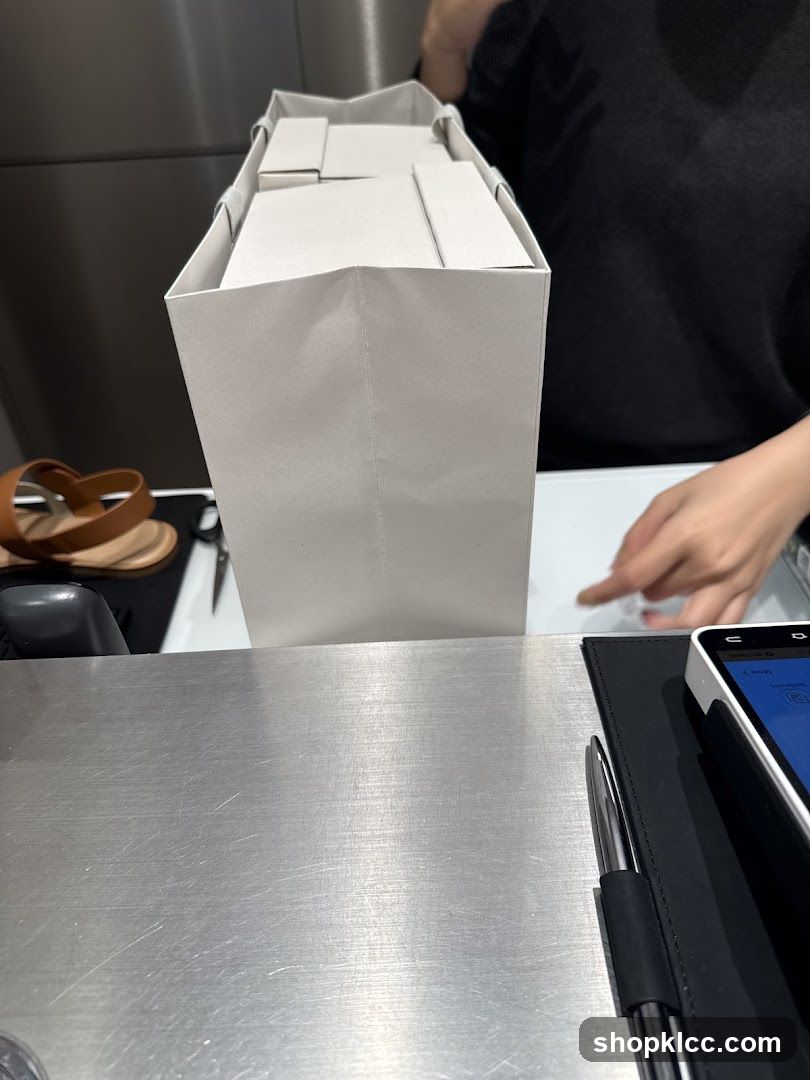 Customer receiving a bag of items