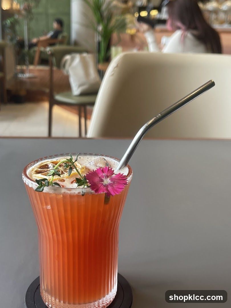Pink Drink with Flower Garnish
