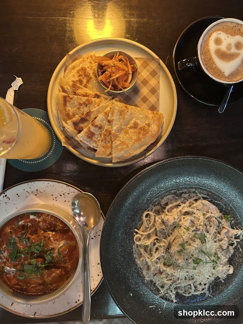 Table with food and coffee
