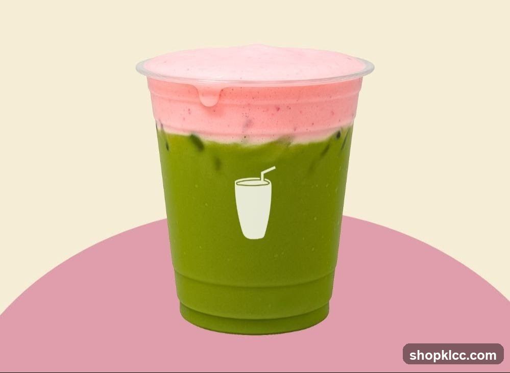Matcha Drink with Pink Foam