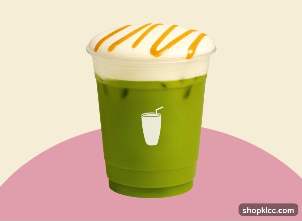 Matcha Drink with Caramel Drizzle
