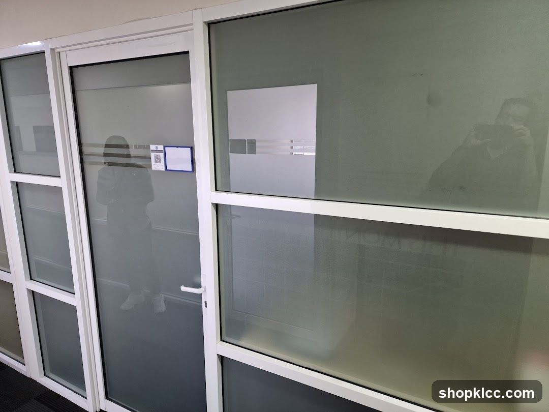 Office Room with Frosted Glass Doors