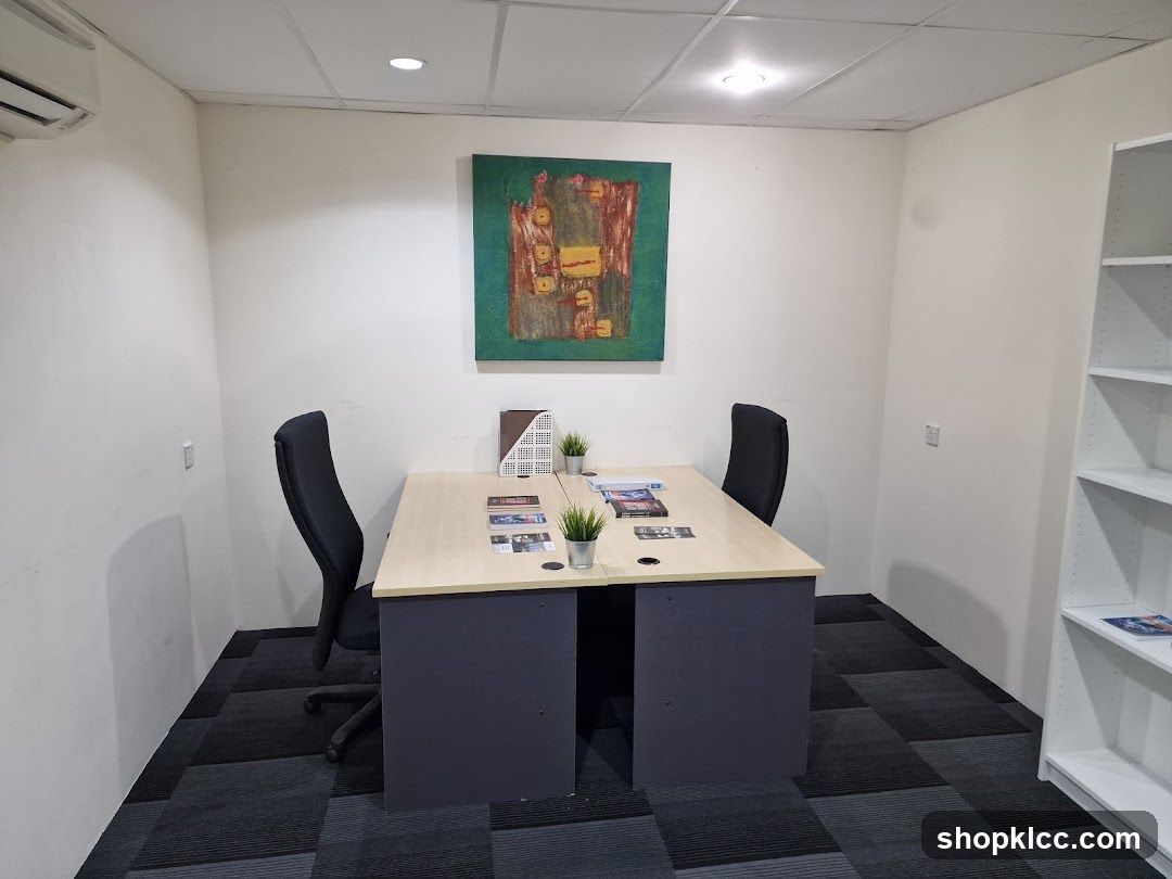 Office Interior with Artwork and Desk Setup