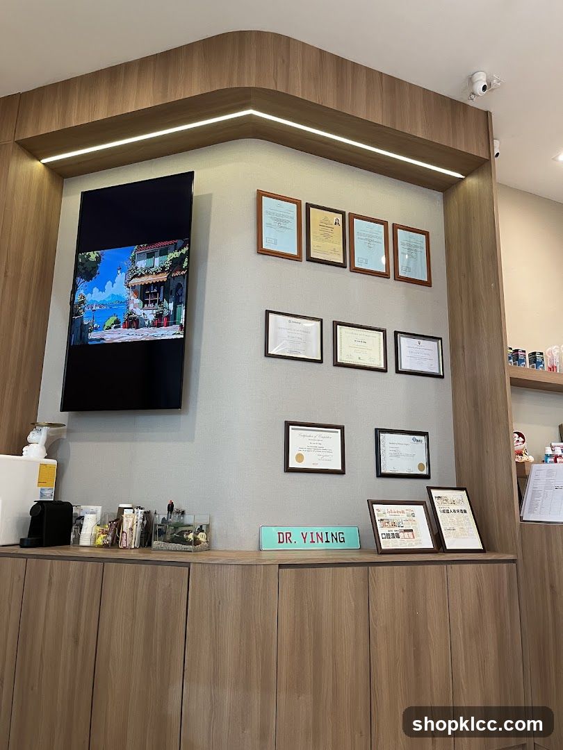 Interior Reception Area with Certificates and TV Display