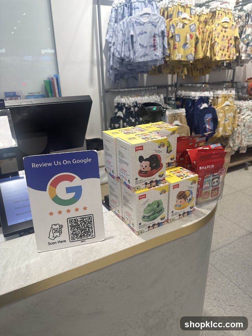 Store Interior with Product Display and Google Review Sign