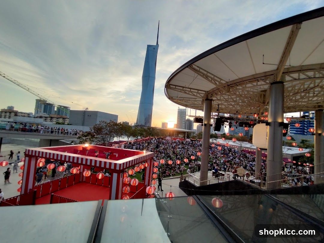 Outdoor Event with Crowd and Landmark