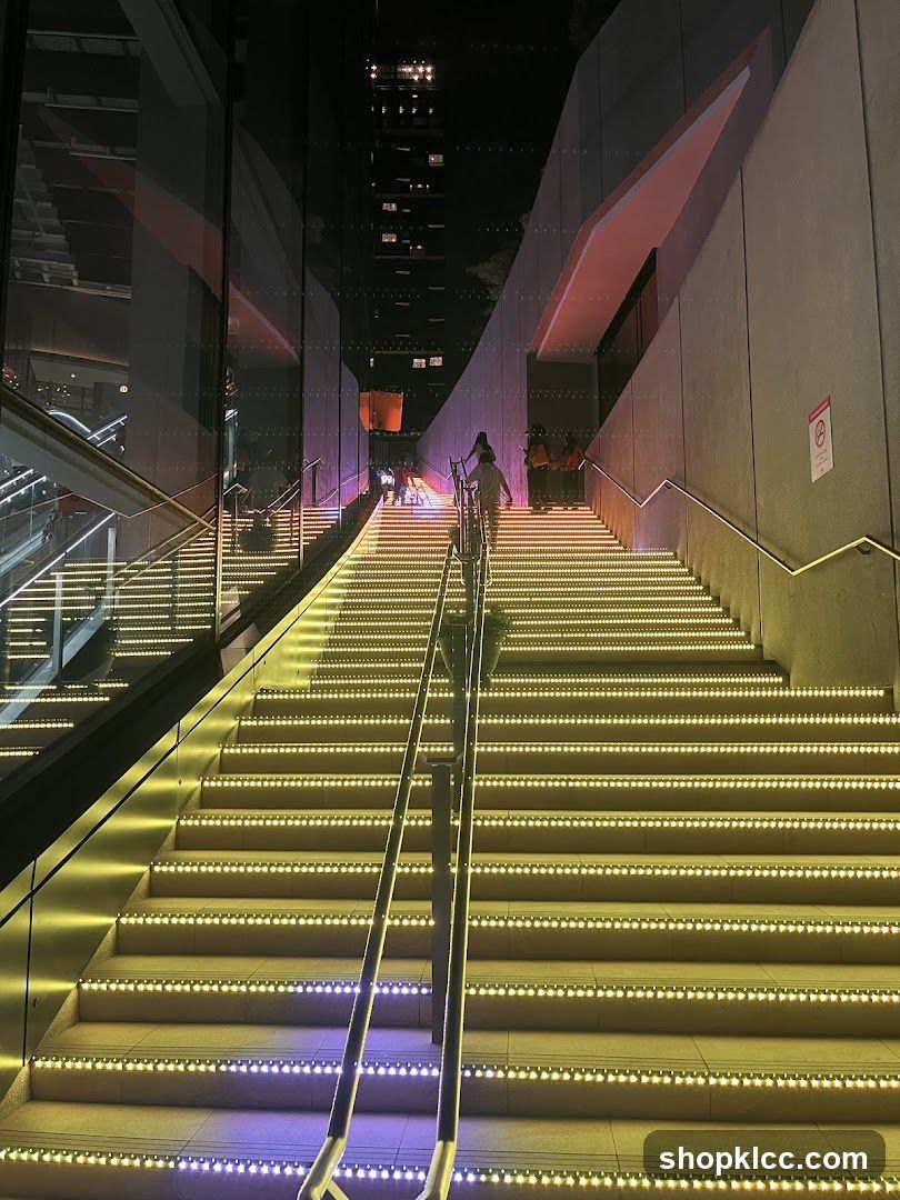 Illuminated Staircase at Night