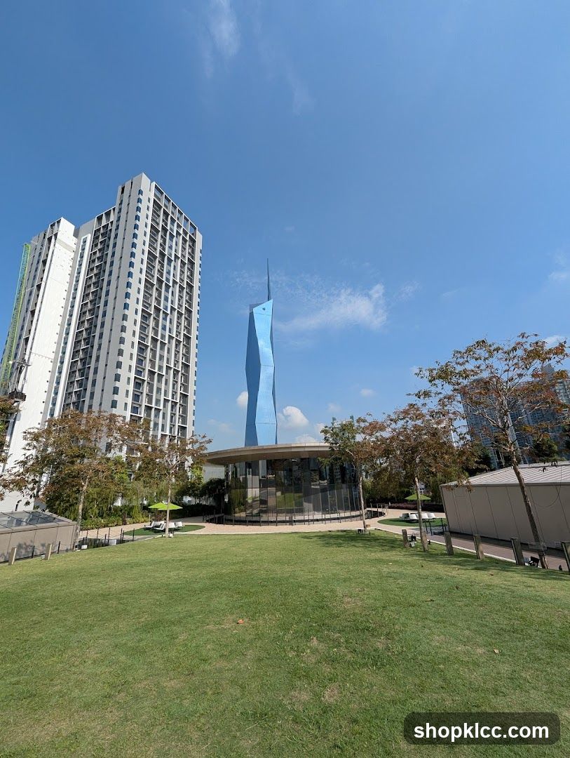 Modern Cityscape with Blue Tower
