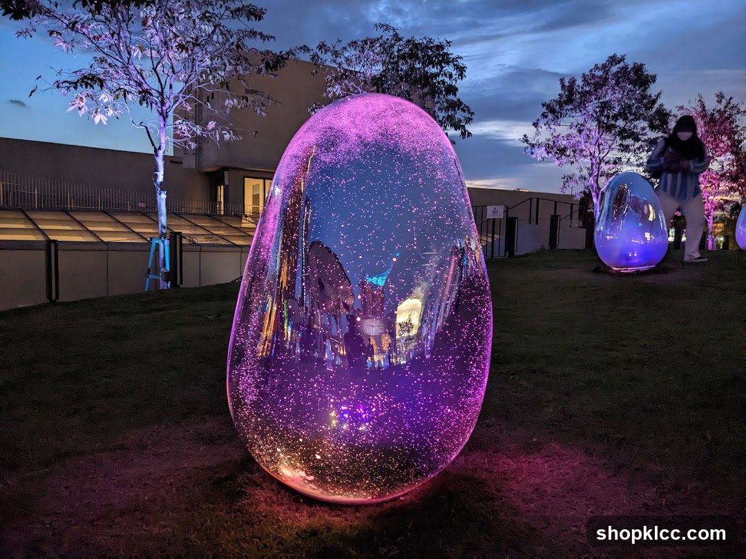 Illuminated Art Installation at Night