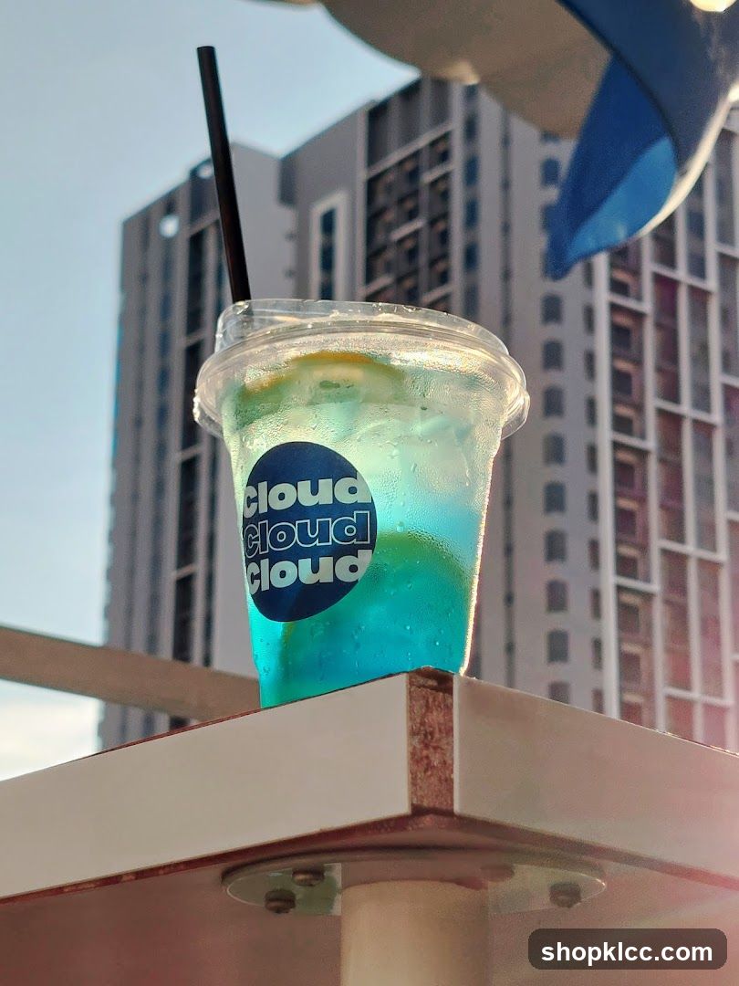 Blue Cloud Drink on Rooftop