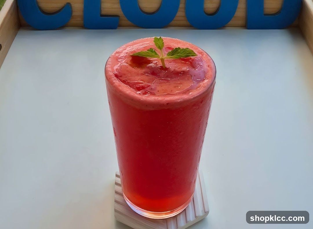 Pink Smoothie with Mint Garnish