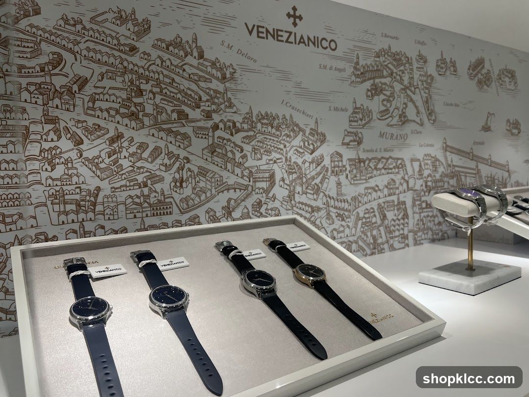 Watches Displayed with Venetian Map Background