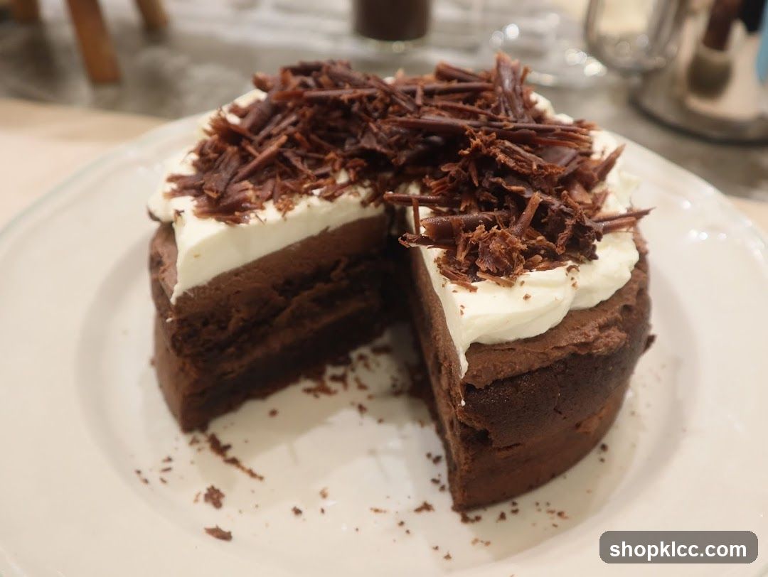 Chocolate Cake with Whipped Cream and Shavings
