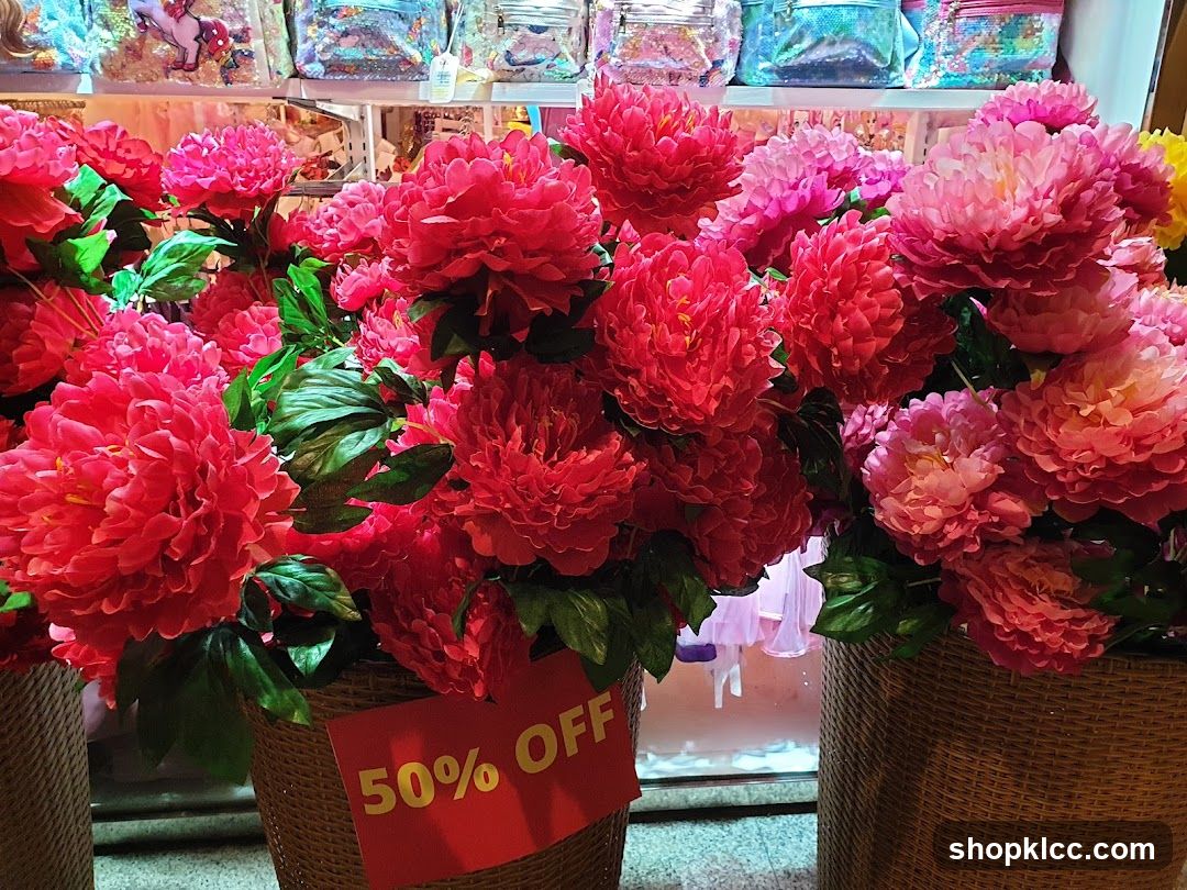 Artificial Flowers with Sale Sign