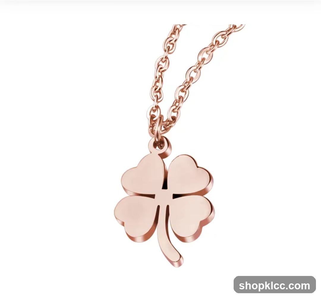 Rose Gold Four Leaf Clover Pendant Necklace