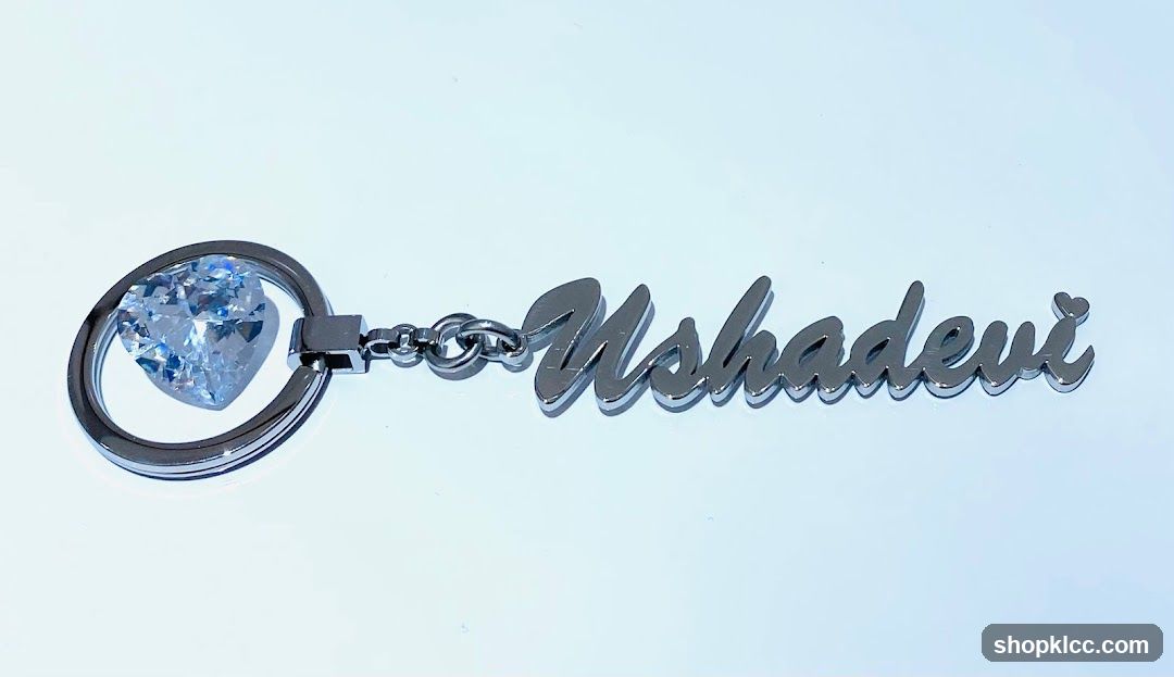 Personalized Keychain with Heart-Shaped Gemstone