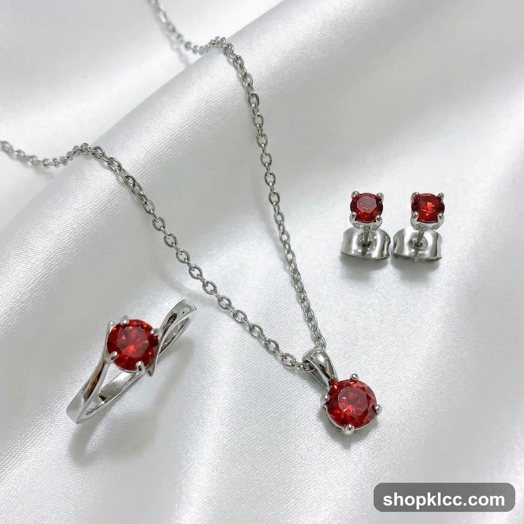 Red Gemstone Jewelry Set