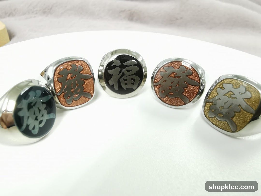 Chinese Character Rings Display
