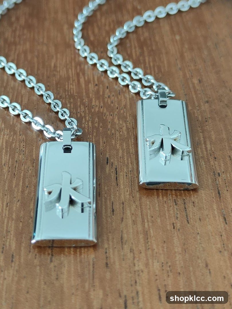 Silver Pendant Necklaces with Chinese Character