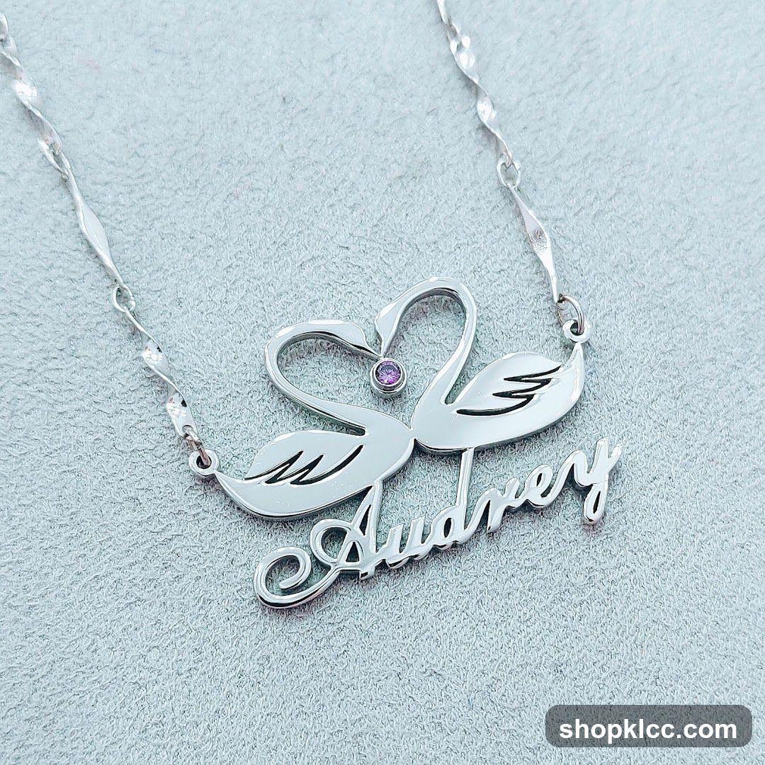Personalized Swans Necklace with Name