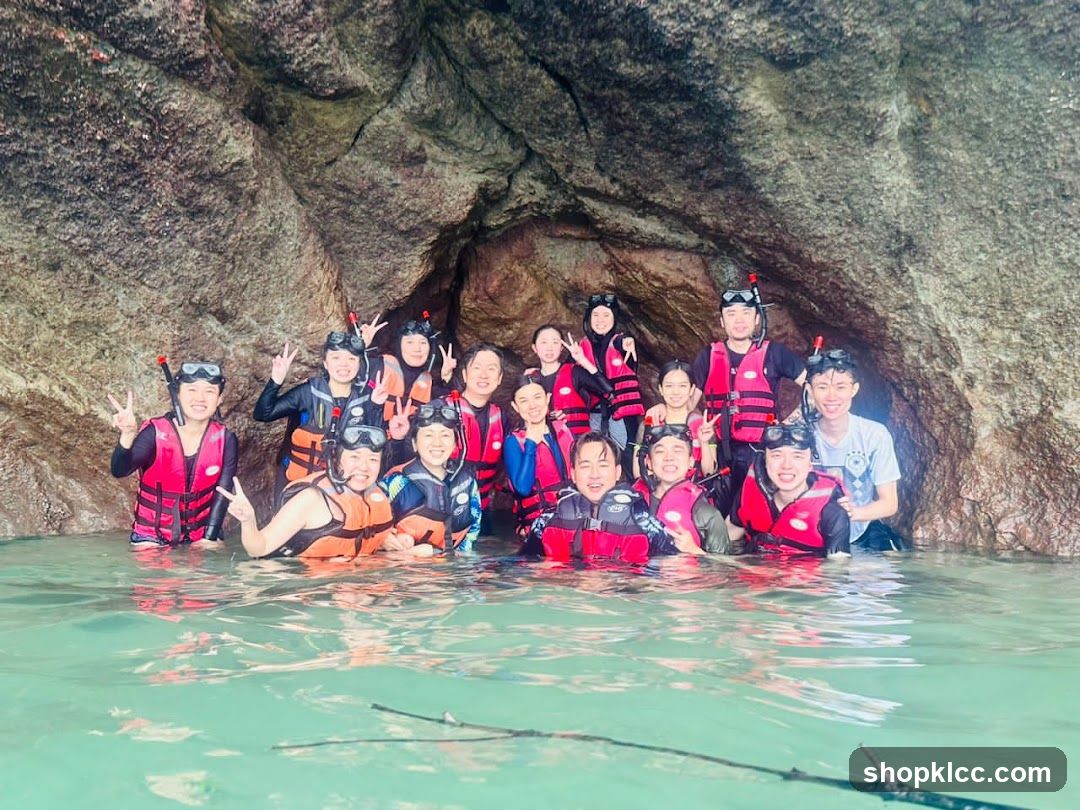 Group Snorkeling in a Cave
