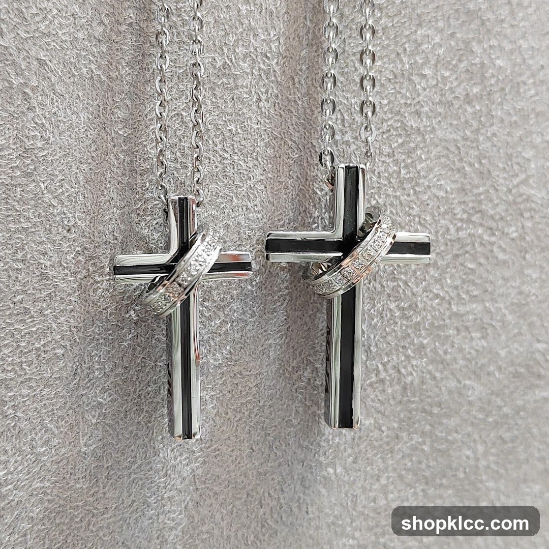 Silver Cross Necklaces Display