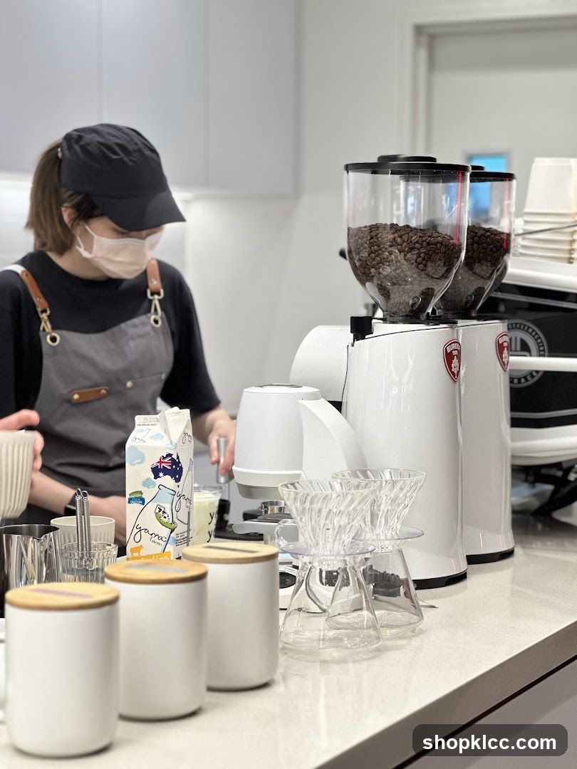 Barista preparing coffee
