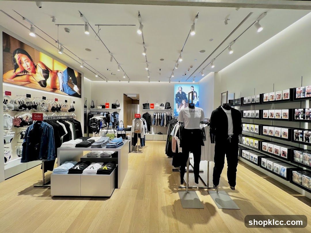 Clothing store interior with mannequins and merchandise