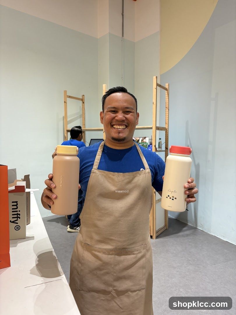 Man holding water bottles