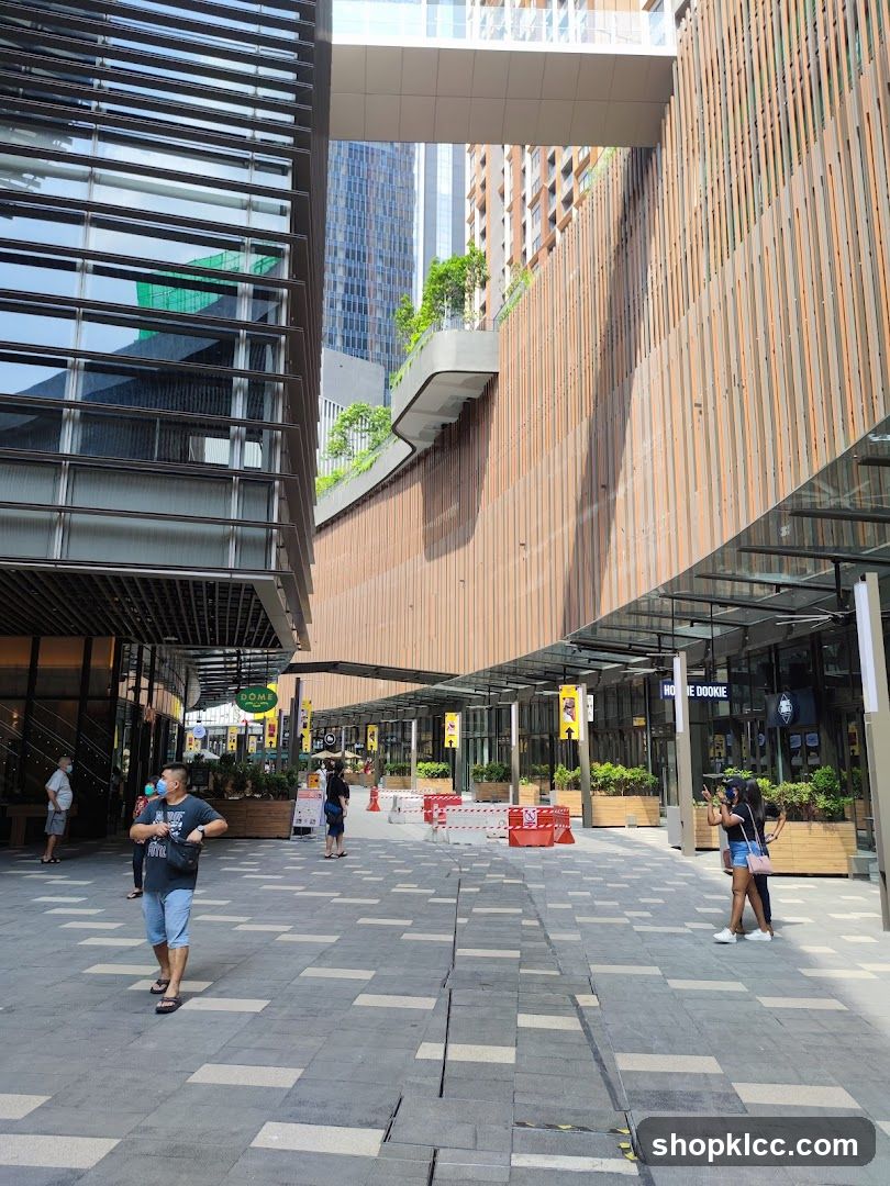 Outdoor walkway with modern architecture