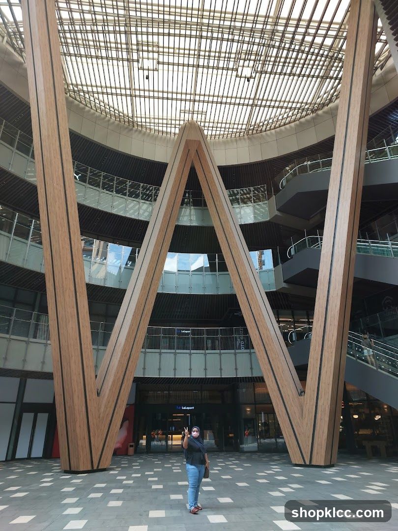 Modern Atrium with Large Wooden Structures