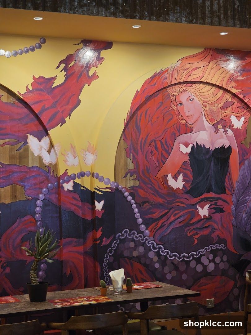Restaurant Interior with Mural