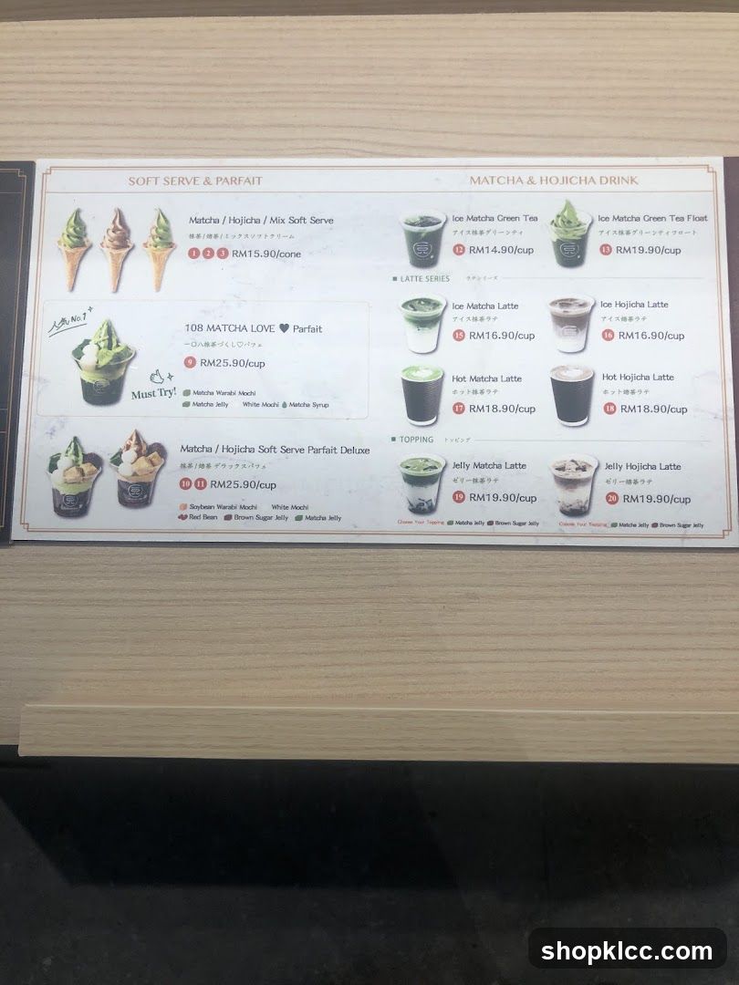 Matcha & Hojicha Menu