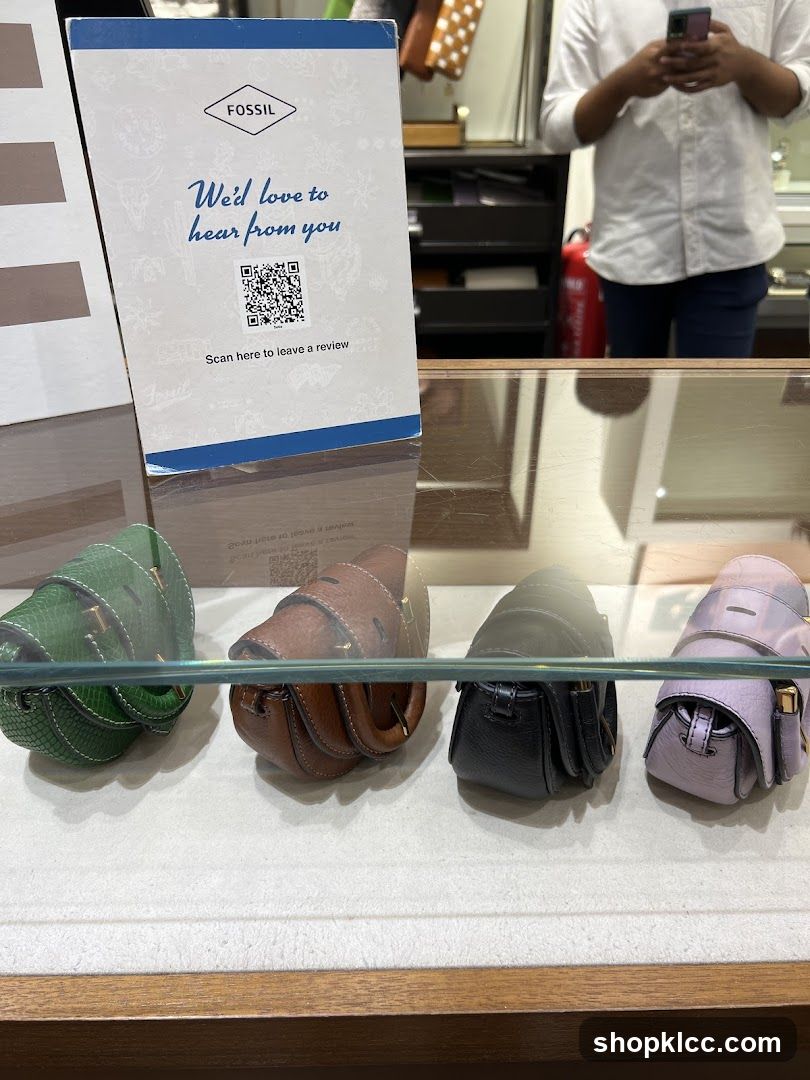 Fossil display with small bags