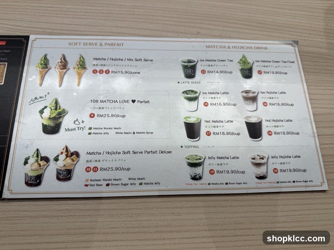 Matcha & Hojicha Menu