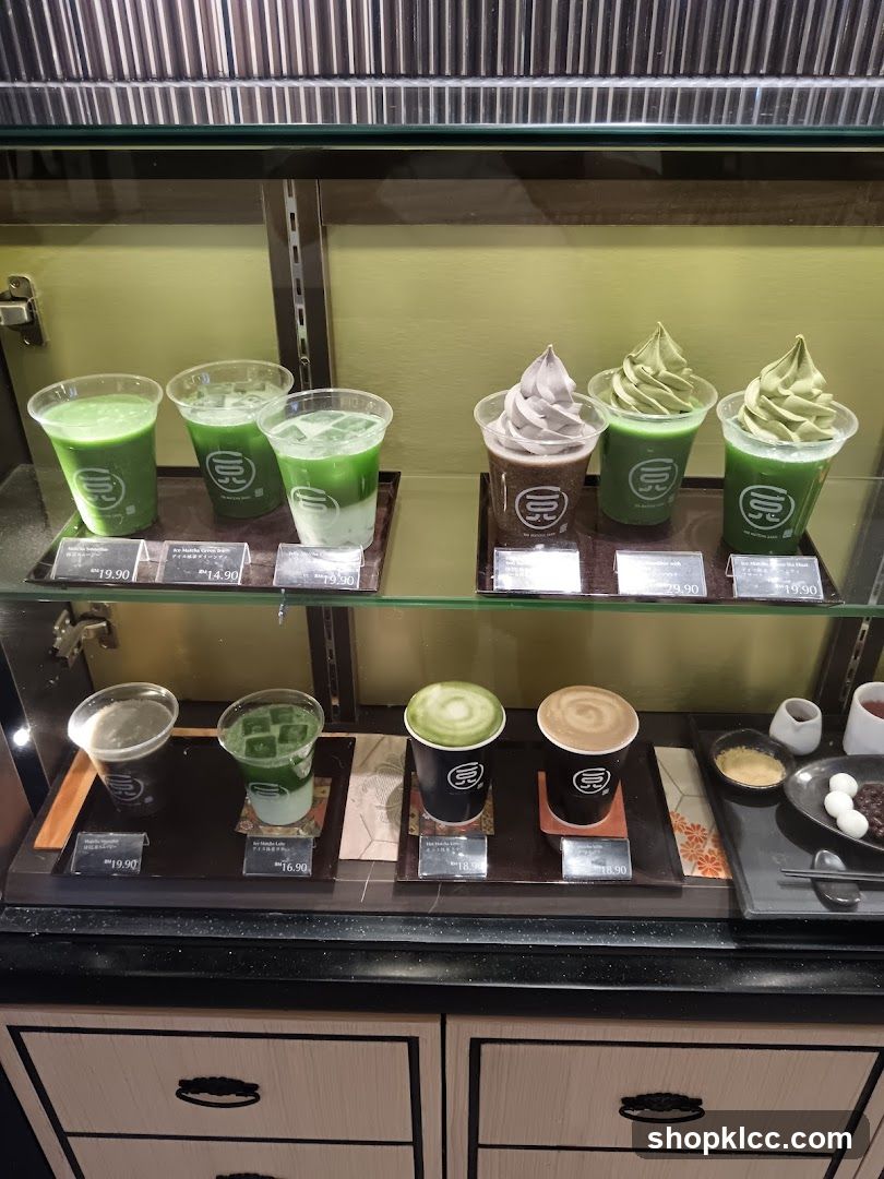 Matcha Drinks and Desserts Display