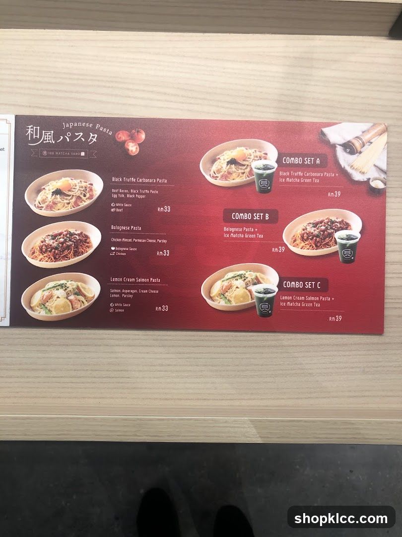 Japanese Pasta Menu