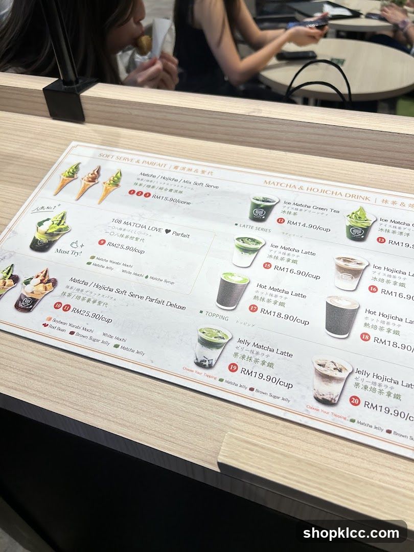 Matcha & Hojicha Menu