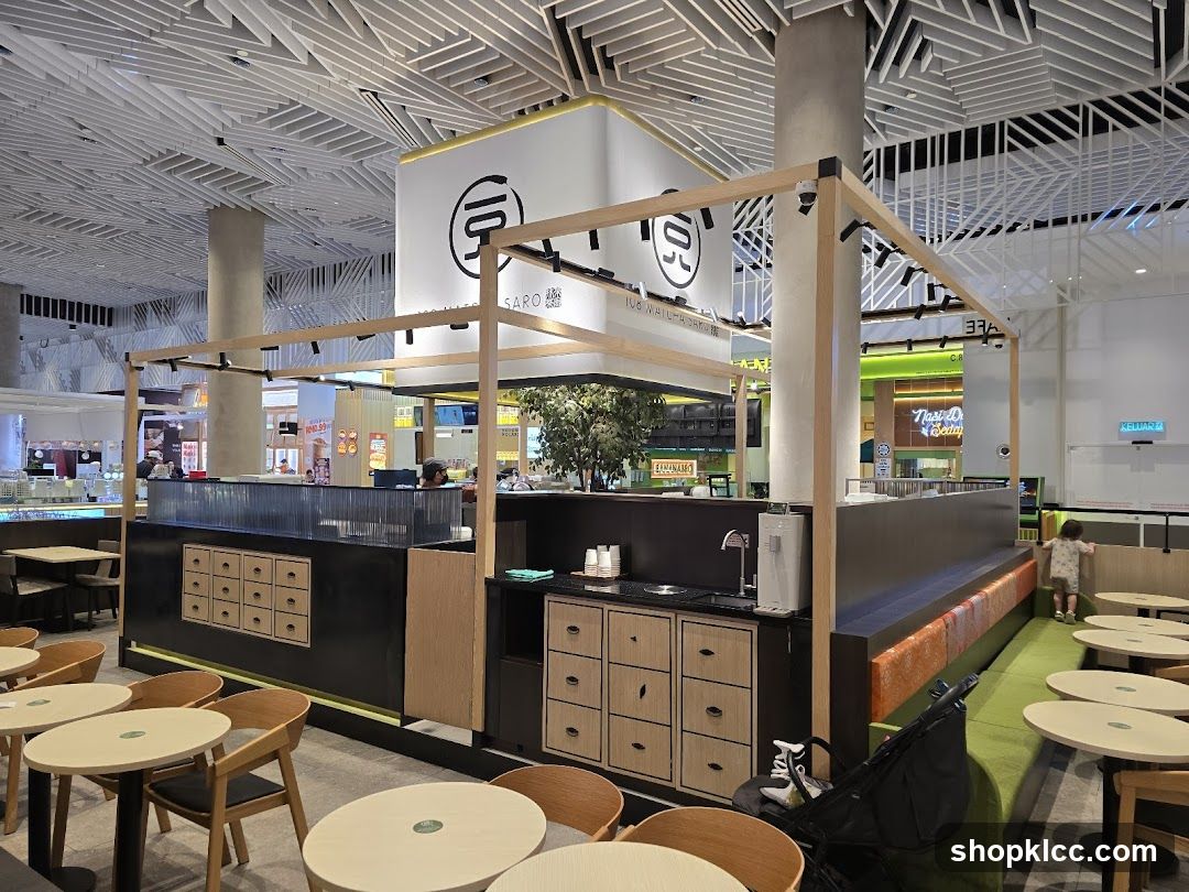 Modern cafe interior with wooden accents