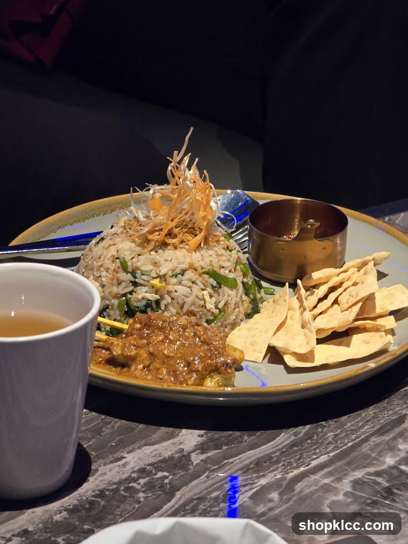 Fried Rice with Satay and Papadums