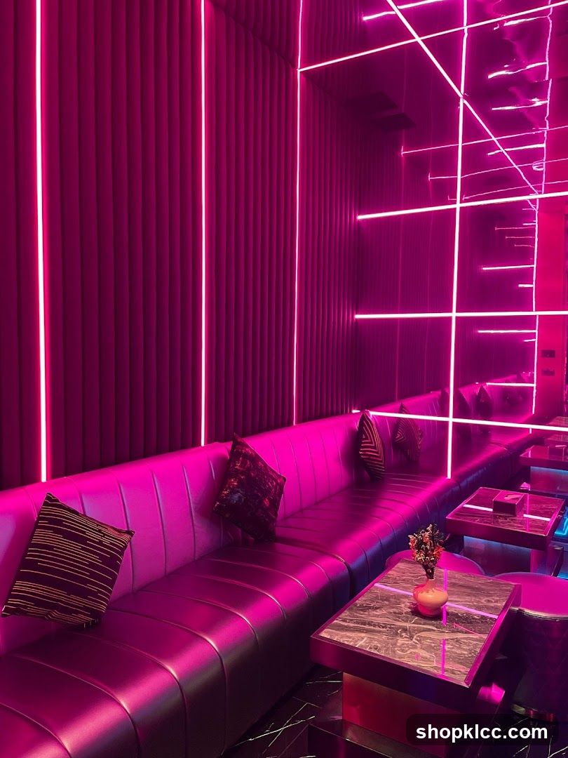 Modern Lounge with Neon Lighting