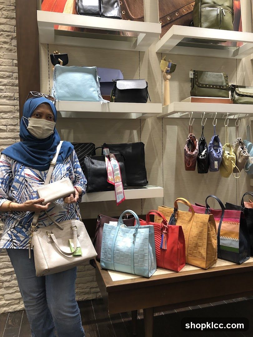 Woman in a store with handbags