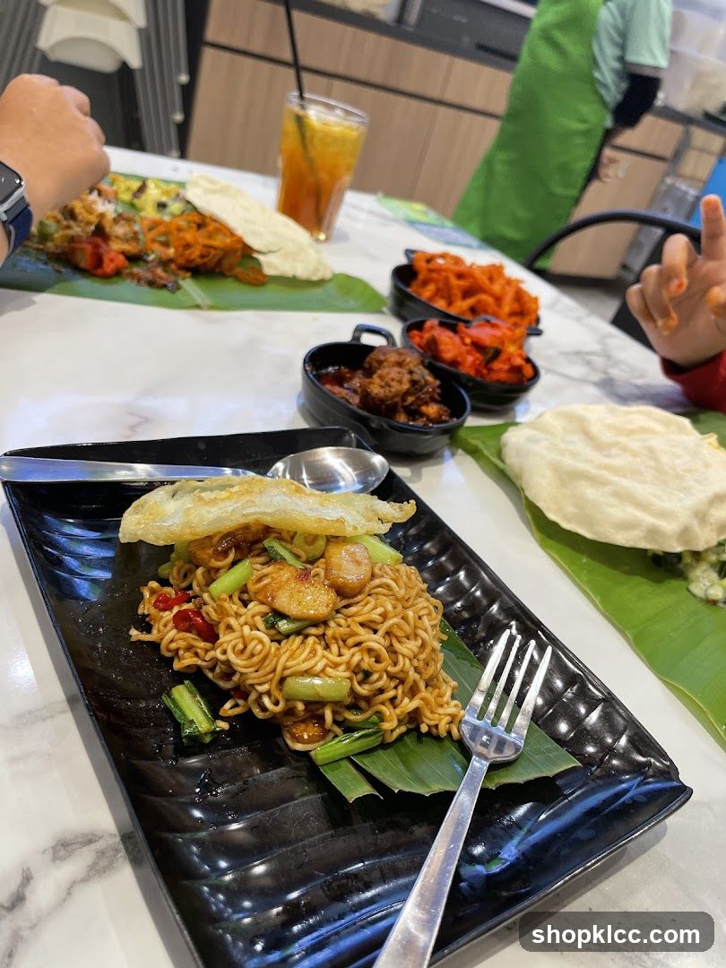 Noodles with Fried Egg and Side Dishes